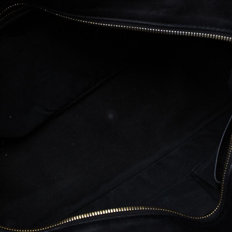 Pre Owned Burberry Black Leather Bridle House Check Canvas Satchel