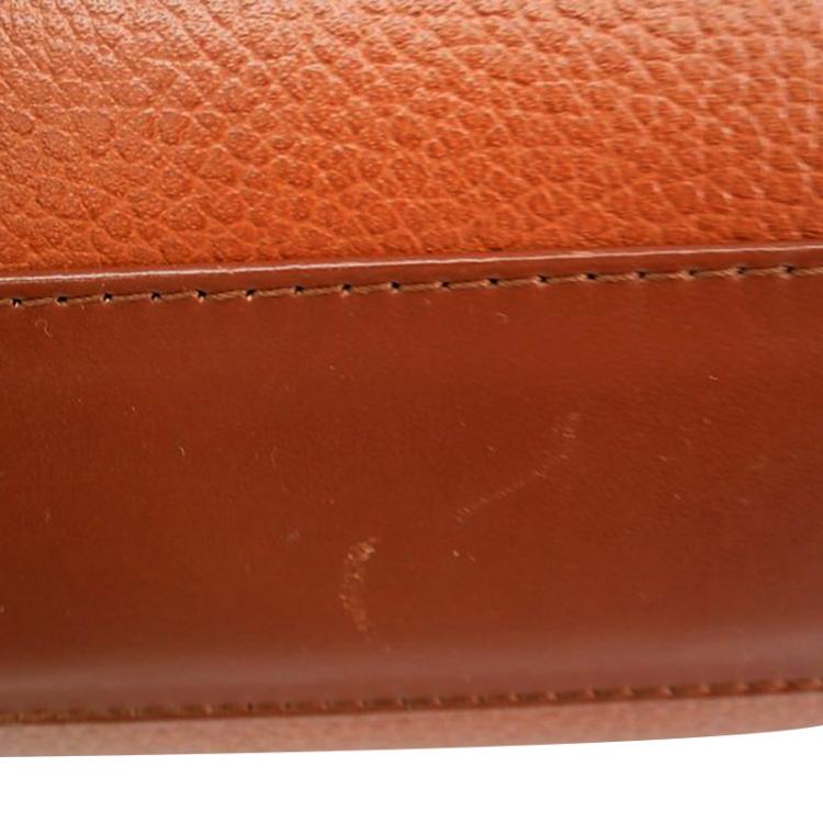 Pre Owned Burberry Brown Pebbled Leather Vintage Top Handle Bag