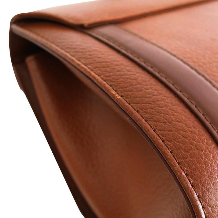 Pre Owned Burberry Brown Pebbled Leather Vintage Top Handle Bag