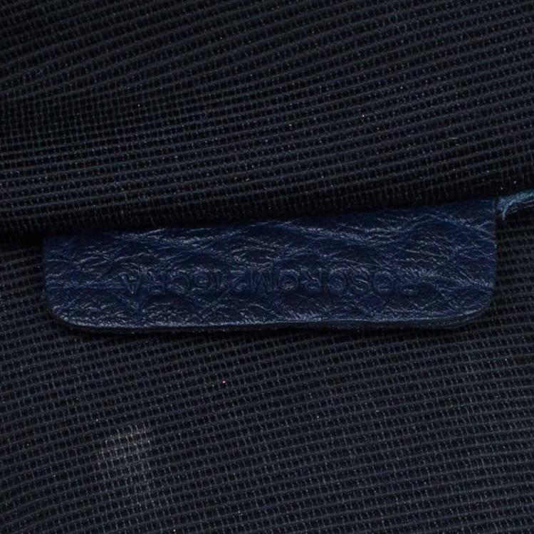 Pre Owned Burberry Navy Blue Grain Leather Small Orchard Bowling Bag