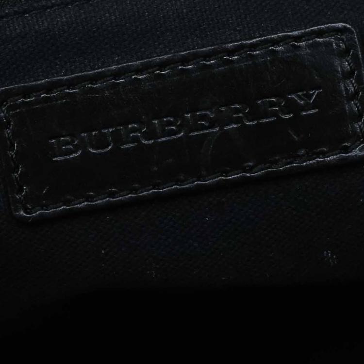 Pre Owned Burberry Black House Check Canvas and Leather Orchard Bowling Bag