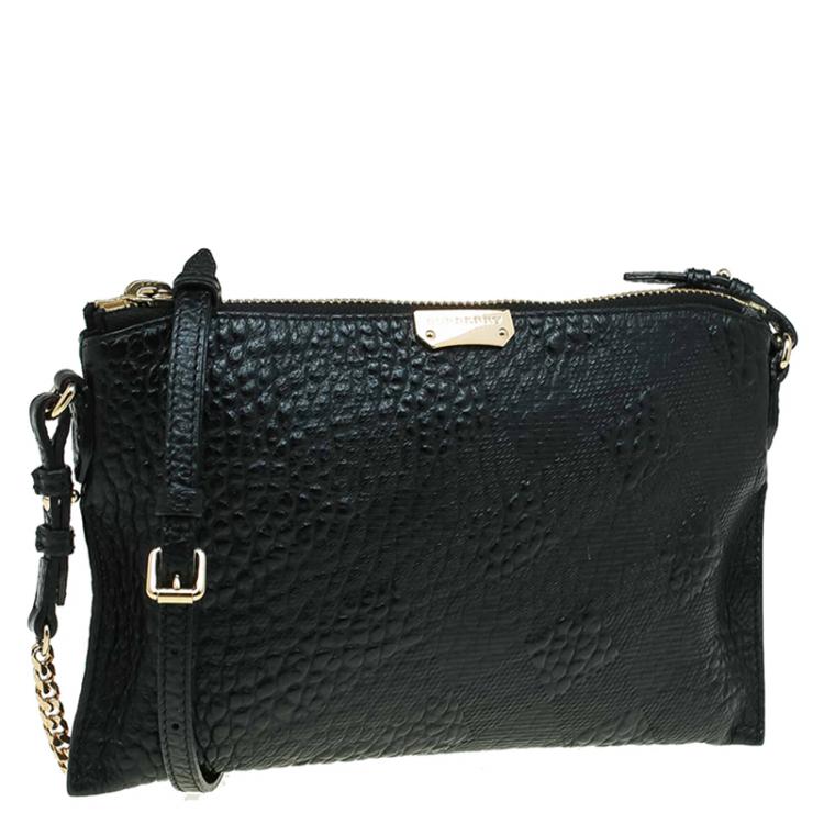 Pre Owned Burberry Black Leather Small Heritage Chichester Clutch Bag