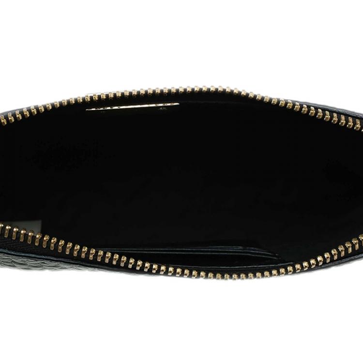 Pre Owned Burberry Black Leather Small Heritage Chichester Clutch Bag