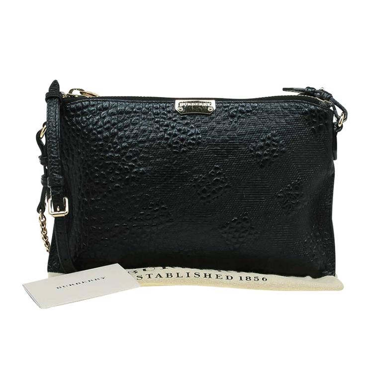 Pre Owned Burberry Black Leather Small Heritage Chichester Clutch Bag