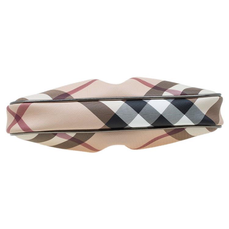 Pre Owned Burberry Beige Super Nova Check Coated Canvas Small Aston Clutch