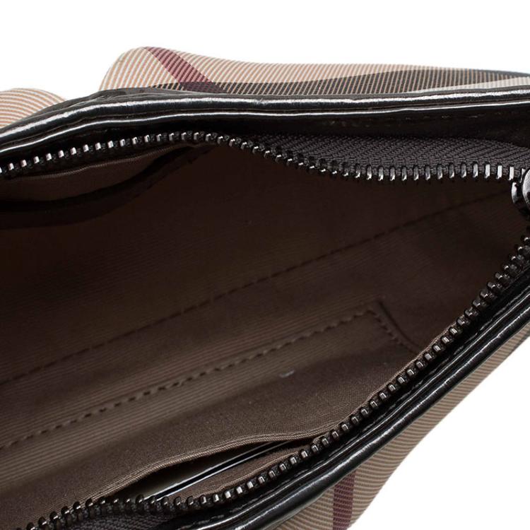 Pre Owned Burberry Beige Super Nova Check Coated Canvas Small Aston Clutch