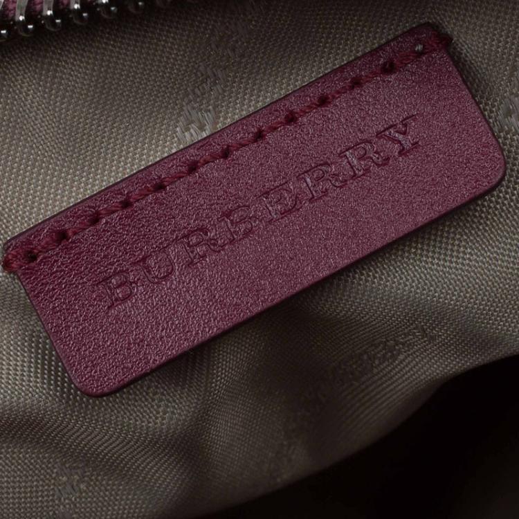 Pre Owned Burberry Burgundy Nylon and Patent Leather Large Westchester Clutch