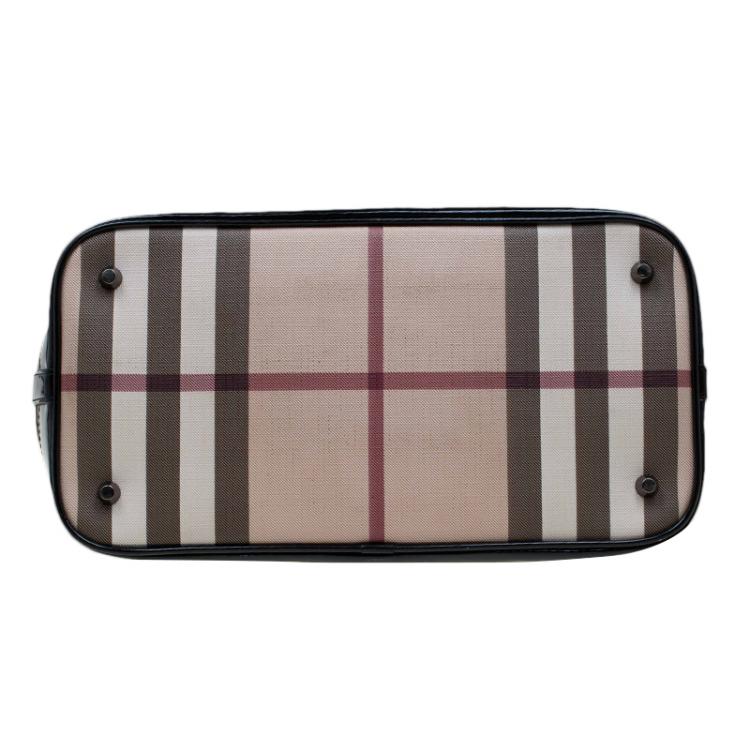 Pre Owned Burberry Beige/Black Supernova Check Coated Canvas Tote