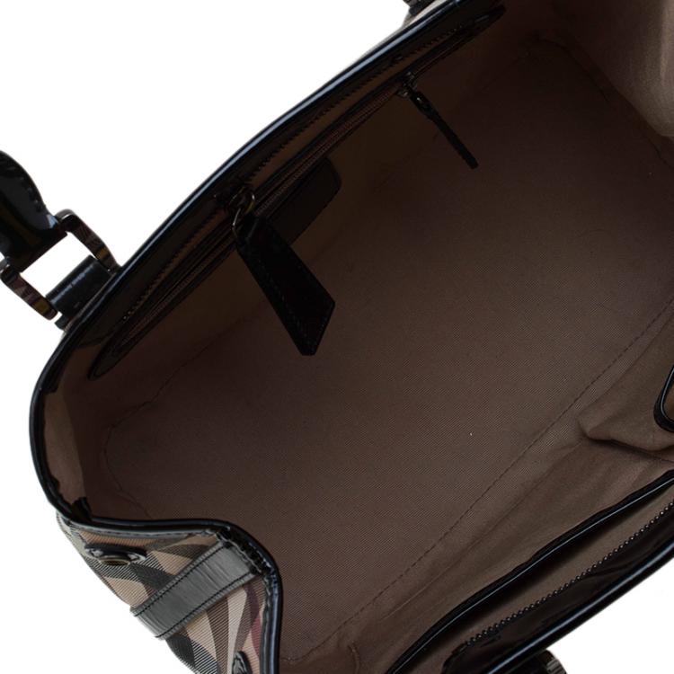 Pre Owned Burberry Beige/Black Supernova Check Coated Canvas Tote