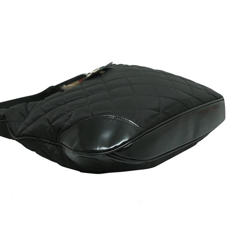 Pre Owned Burberry Black Quilted Nylon Brooke Hobo