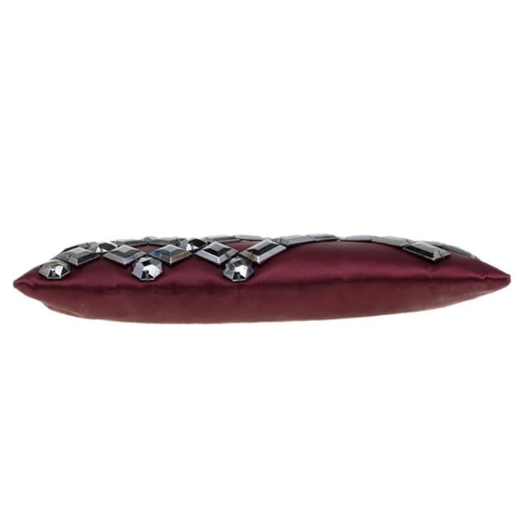 Pre Owned Burberry Burgundy Satin Embellished Clutch