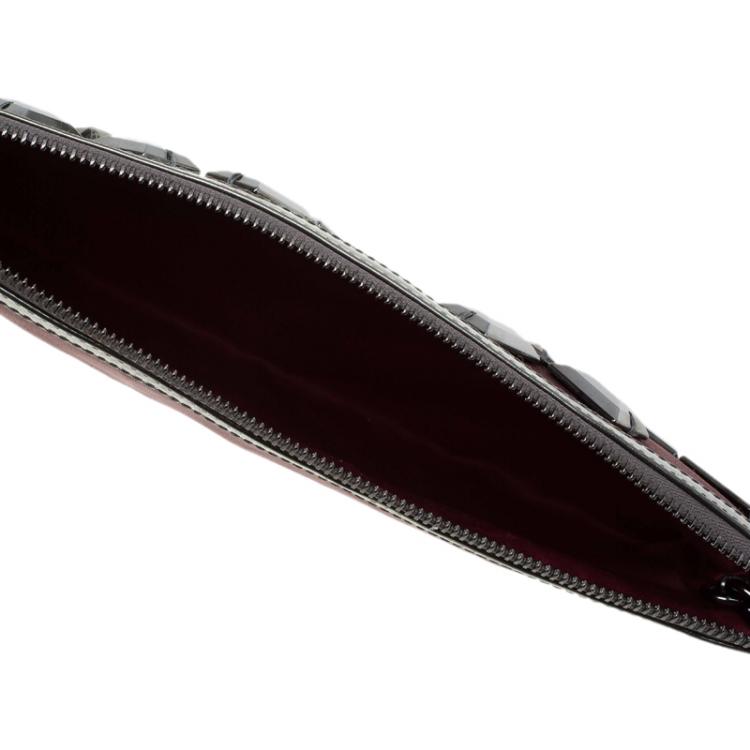 Pre Owned Burberry Burgundy Satin Embellished Clutch