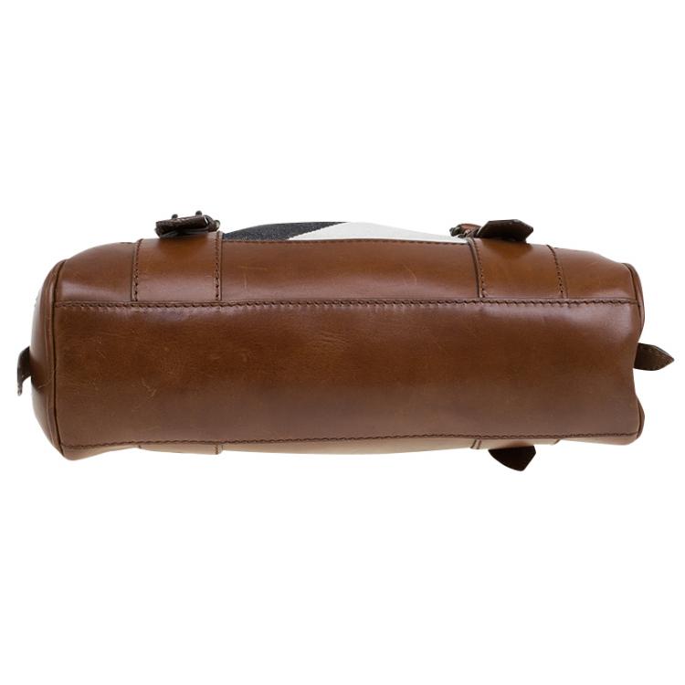 Pre Owned Burberry Brown Canvas and Leather Mega Check Tote