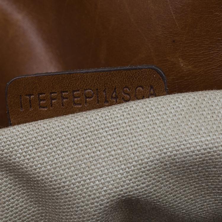 Pre Owned Burberry Brown Canvas and Leather Mega Check Tote