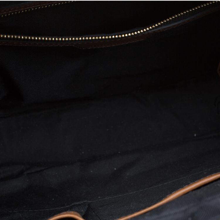 Pre Owned Burberry Beige/Brown Newburgh Canvas and Leather Horseferry Briefcase