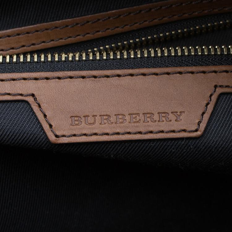 Pre Owned Burberry Beige/Brown Newburgh Canvas and Leather Horseferry Briefcase