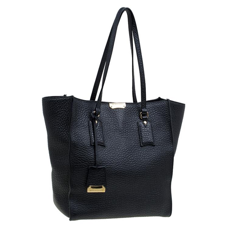Pre Owned Burberry Black Grain Leather Woodbury Tote