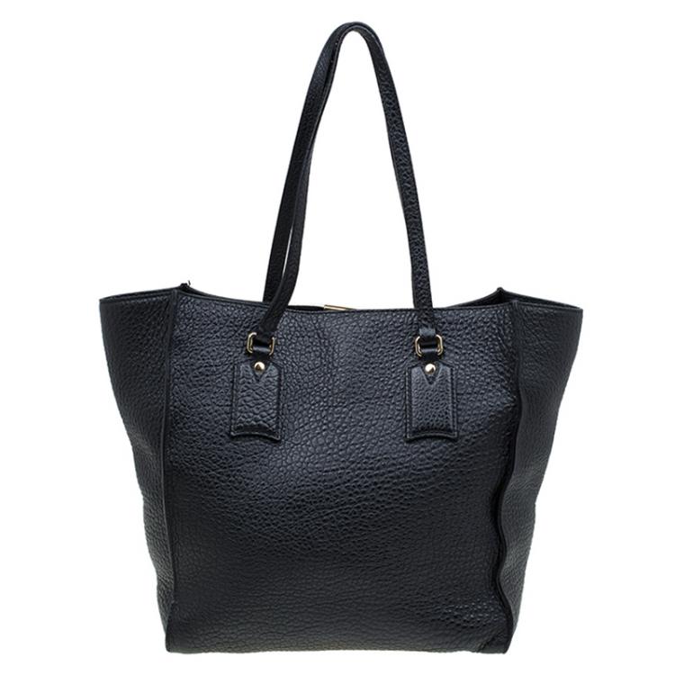 Pre Owned Burberry Black Grain Leather Woodbury Tote