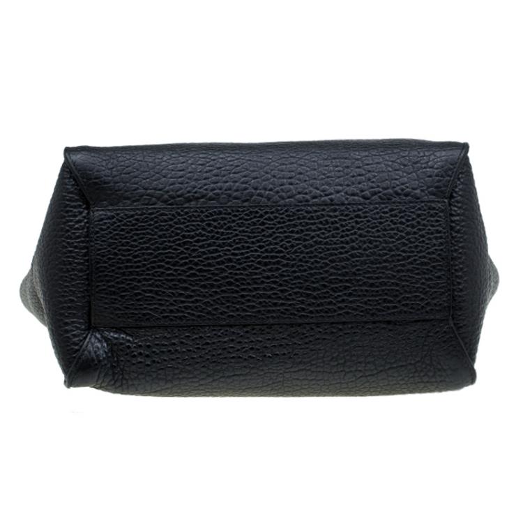Pre Owned Burberry Black Grain Leather Woodbury Tote