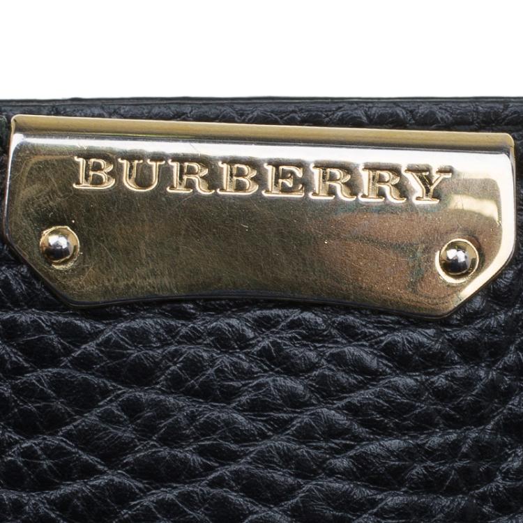 Pre Owned Burberry Black Grain Leather Woodbury Tote