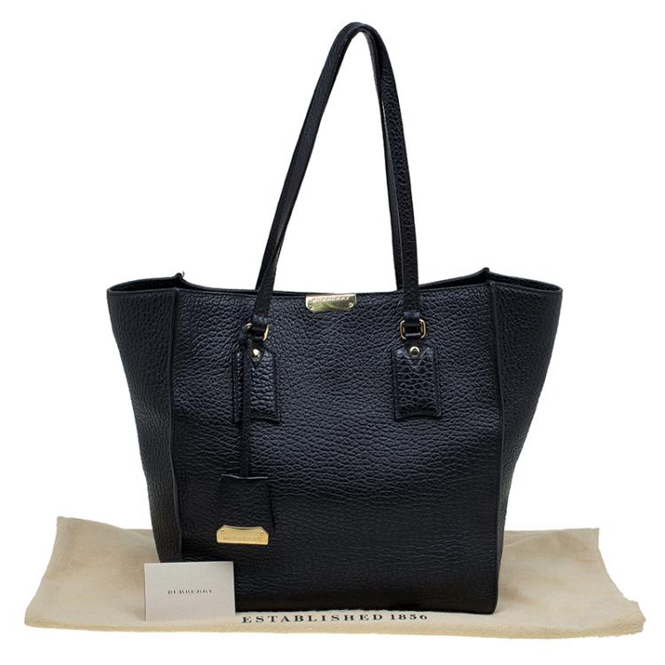 Pre Owned Burberry Black Grain Leather Woodbury Tote