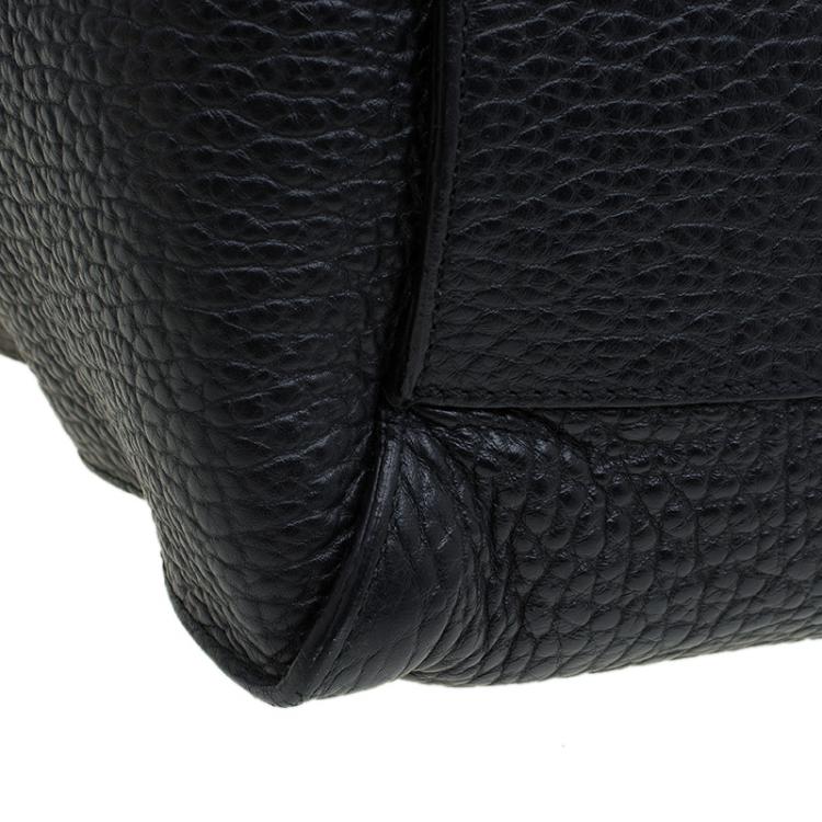 Pre Owned Burberry Black Grain Leather Woodbury Tote