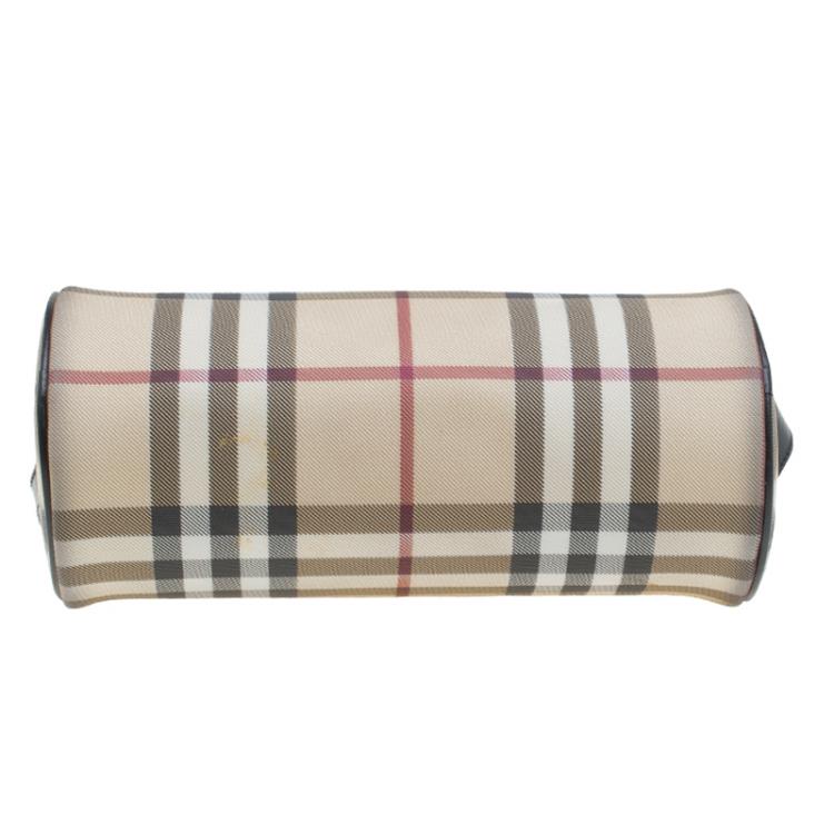 Pre Owned Burberry Beige Canvas Nova Check Barrel Bag