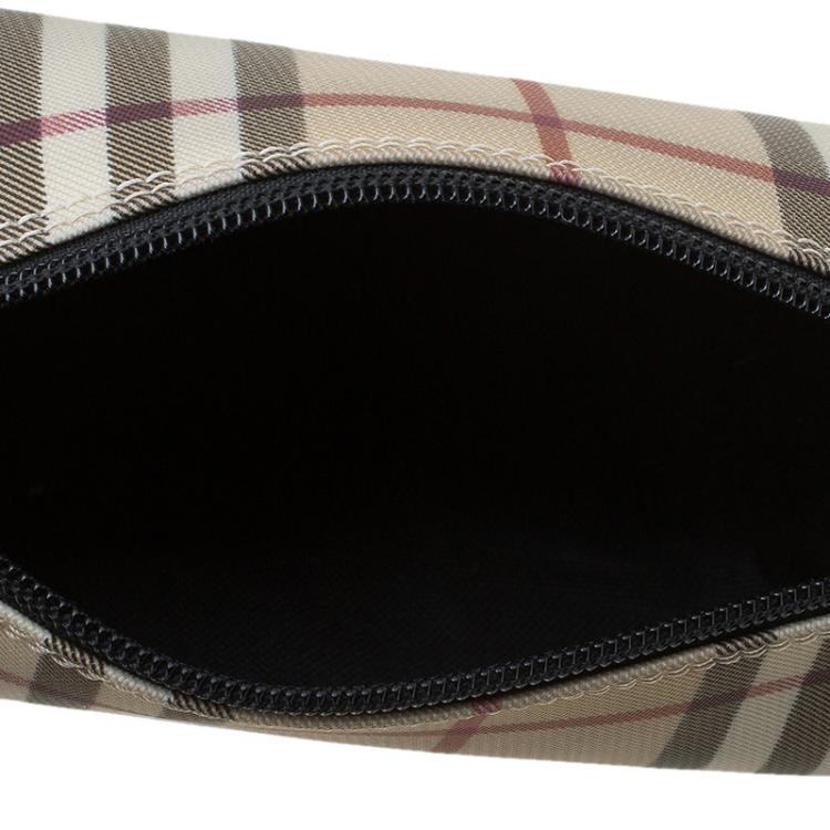Pre Owned Burberry Beige Canvas Nova Check Barrel Bag