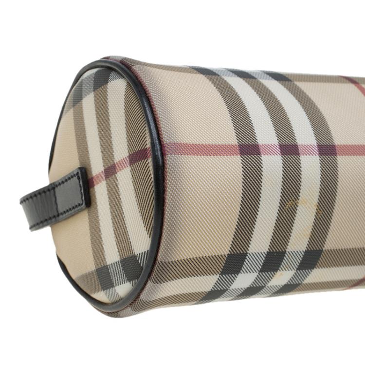 Pre Owned Burberry Beige Canvas Nova Check Barrel Bag