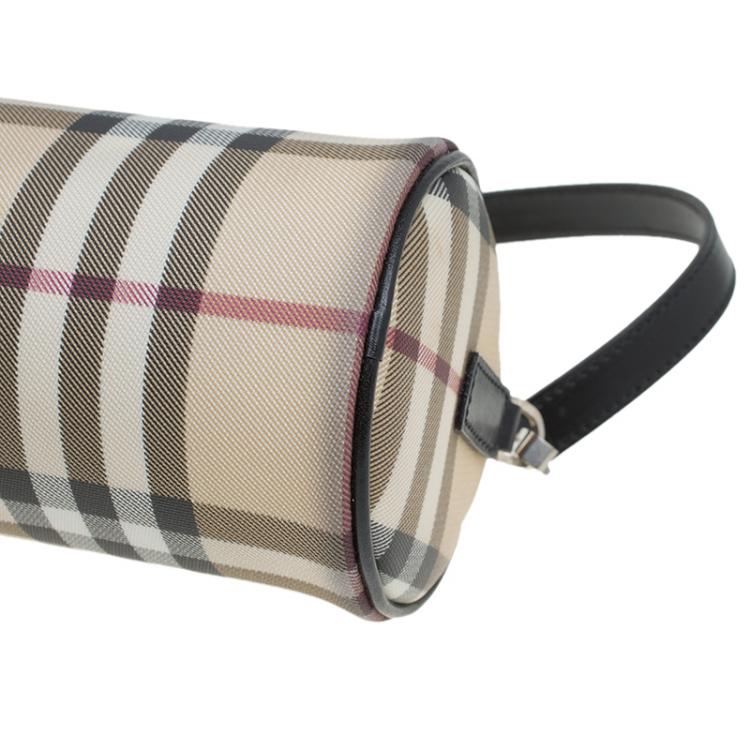 Pre Owned Burberry Beige Canvas Nova Check Barrel Bag