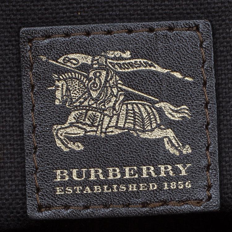 Pre Owned Burberry Beige/Brown Haymarket Check Canvas and Leather Ashbury Knight Satchel