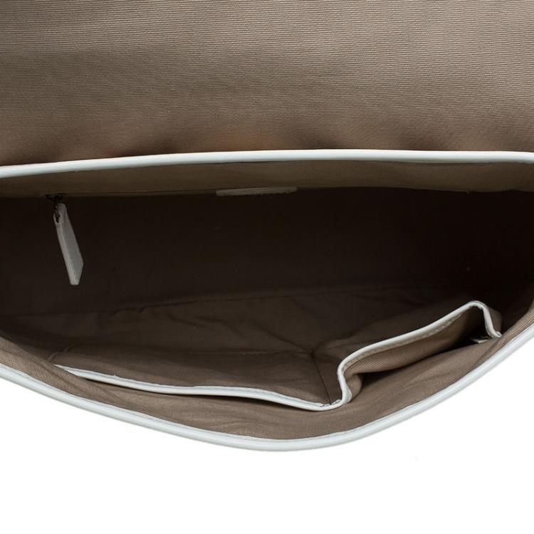 Pre Owned Burberry Beige/White Nova Check PVC Messenger Flap Bag
