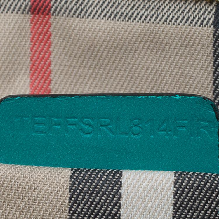 Pre Owned Burberry Turquoise Leather Padlock Tote