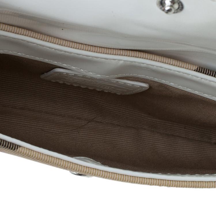 Pre Owned Burberry Beige/White Nova Check Canvas and Leather Clutch