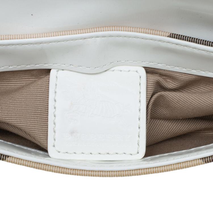 Pre Owned Burberry Beige/White Nova Check Canvas and Leather Clutch