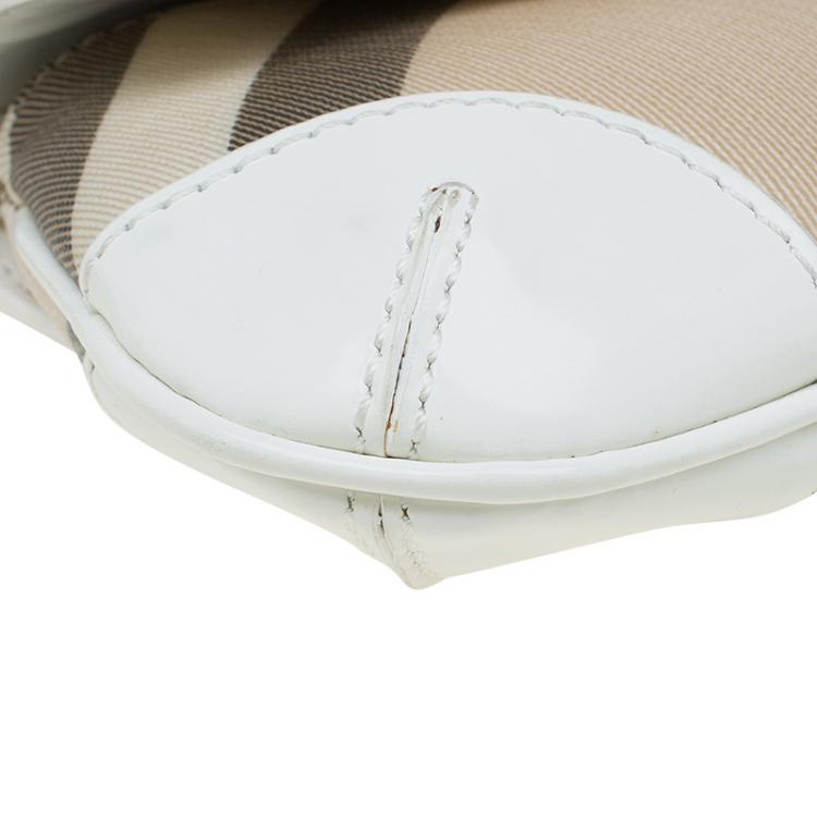 Pre Owned Burberry Beige/White Nova Check Canvas and Leather Clutch