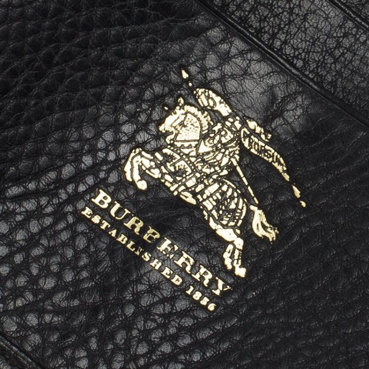 Pre Owned Burberry Beige/Black House Check Fabric Large D-Ring Wallet