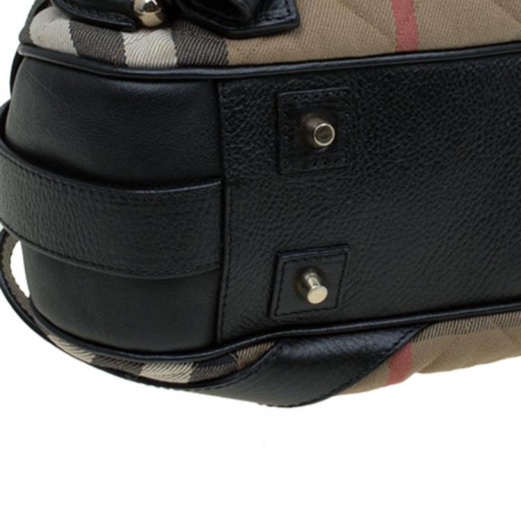 Pre Owned Burberry Black Quilted House Check Margaret Shoulder Bag