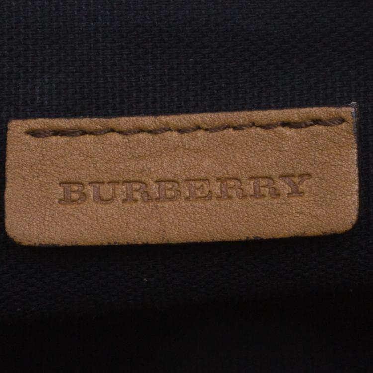 Pre Owned Burberry Beige/Brown House Check Fabric Wristlet Clutch