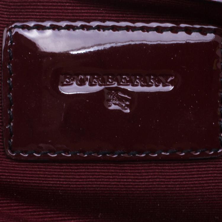 Pre Owned Burberry Burgundy House Check PVC Satchel