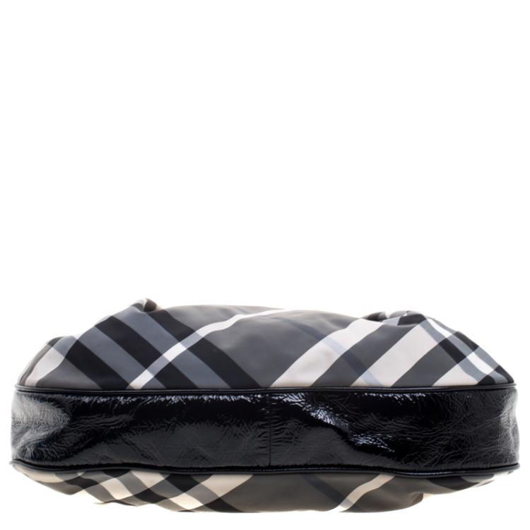 Pre Owned Burberry Black Beat Check Nylon Hobo