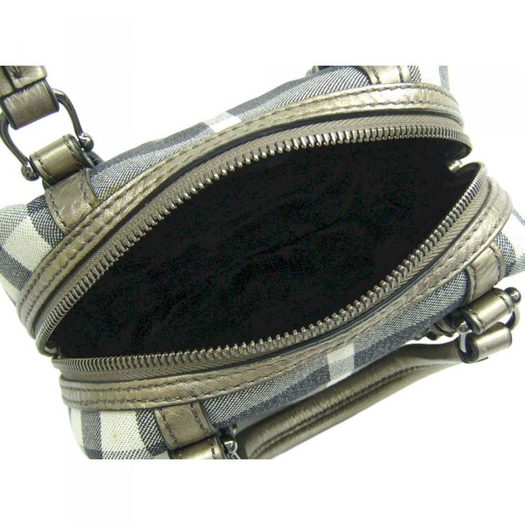 Pre Owned Burberry Grey Smoked Check Canvas Bowling Bag