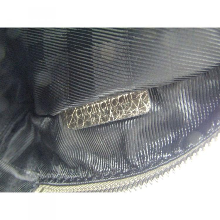 Pre Owned Burberry Grey Smoked Check Canvas Bowling Bag