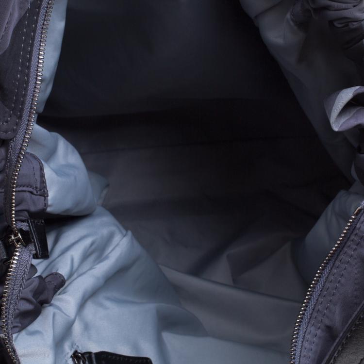 Pre Owned Burberry Black Beat Check Nylon Drawstring Tote