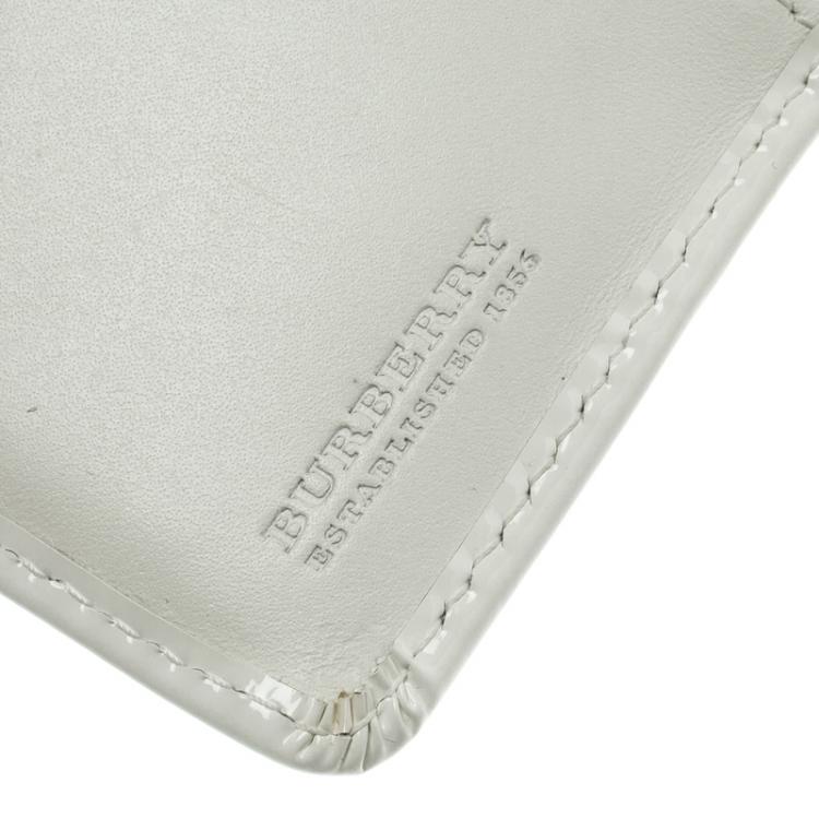 Pre Owned Burberry Off White Nova Check Heart Compact Wallet