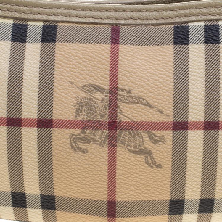 Pre Owned Burberry Beige Haymarket Check Clara Pochette