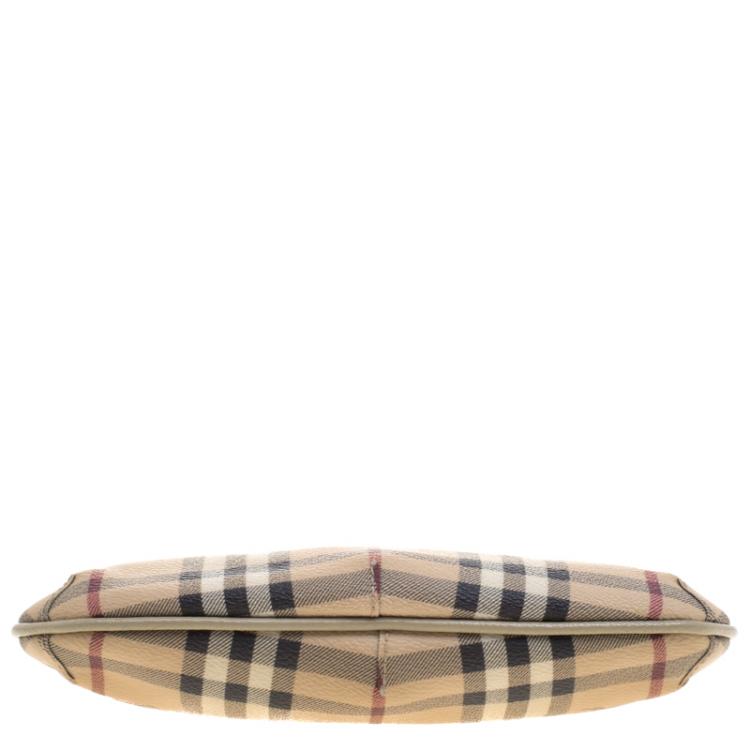 Pre Owned Burberry Beige Haymarket Check Clara Pochette