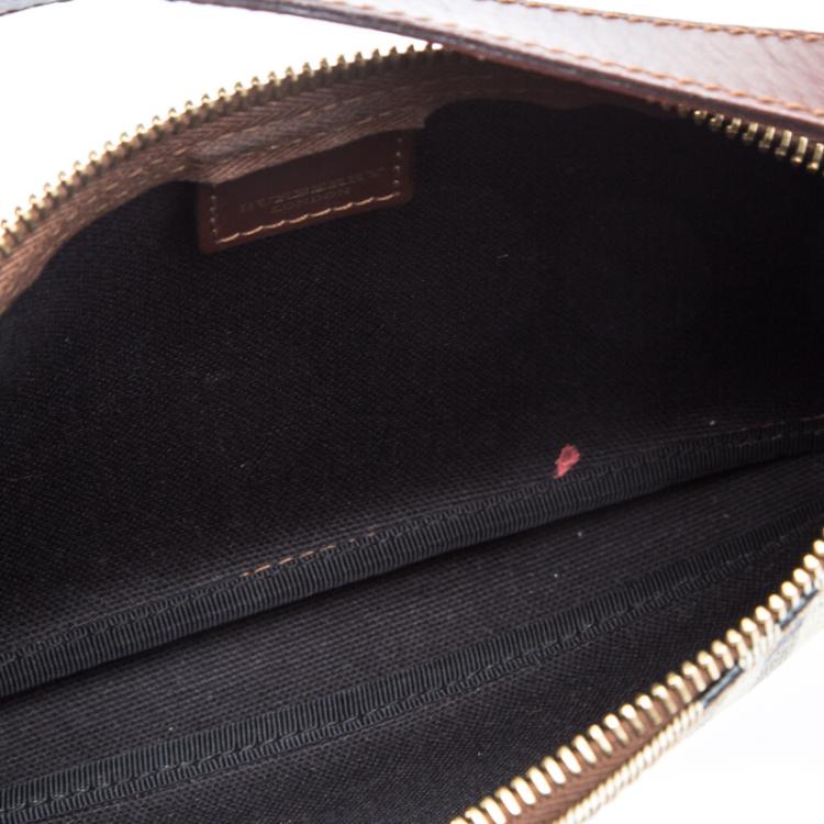 Pre Owned Burberry Brown Haymarket Check PVC Pochette