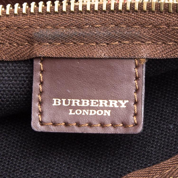 Pre Owned Burberry Brown Haymarket Check PVC Pochette