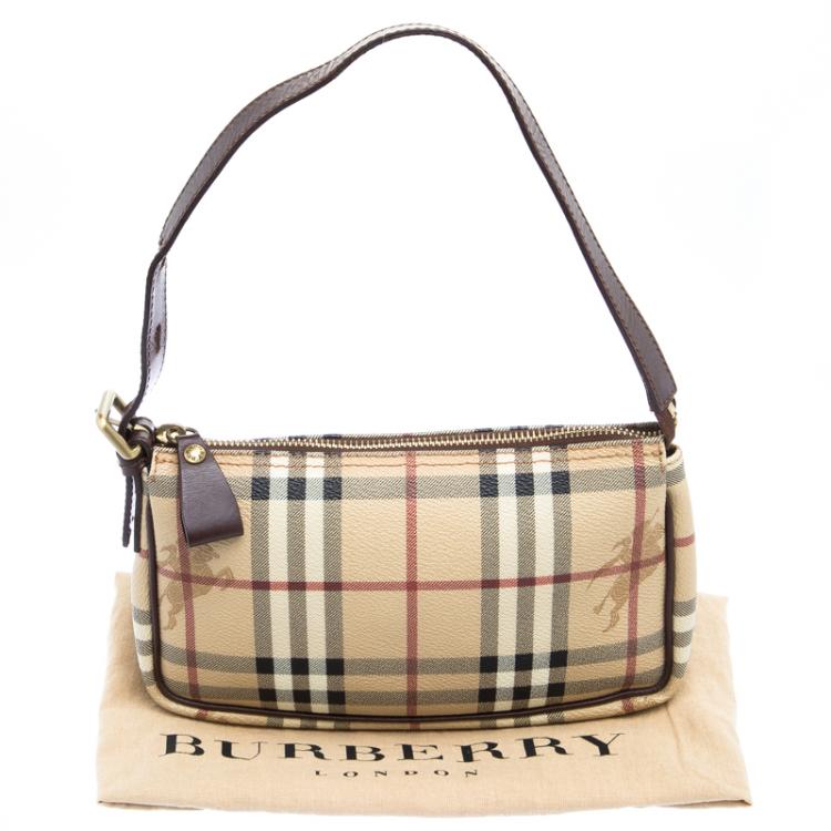 Pre Owned Burberry Brown Haymarket Check PVC Pochette